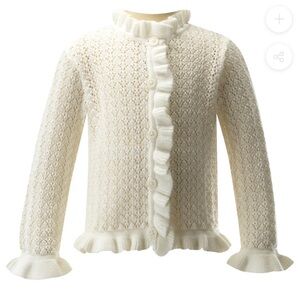 NWT Girls Rachel Riley London Cream Crochet Lace Cardigan Size 5